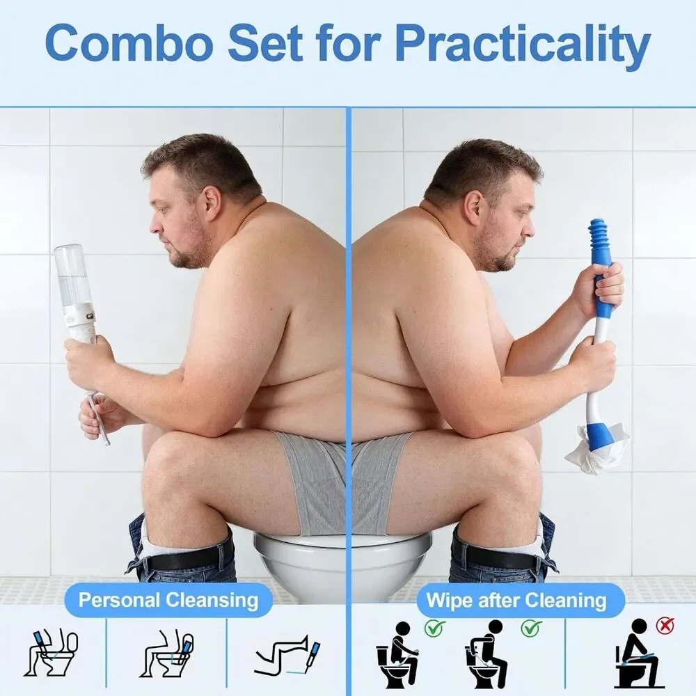 Portable Electric Bidet & Foldable Wiper Tool Set White